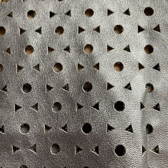 Trouvé Gray Tee with Silver Geometric Faux Leather Yoke - Picture 3 of 5